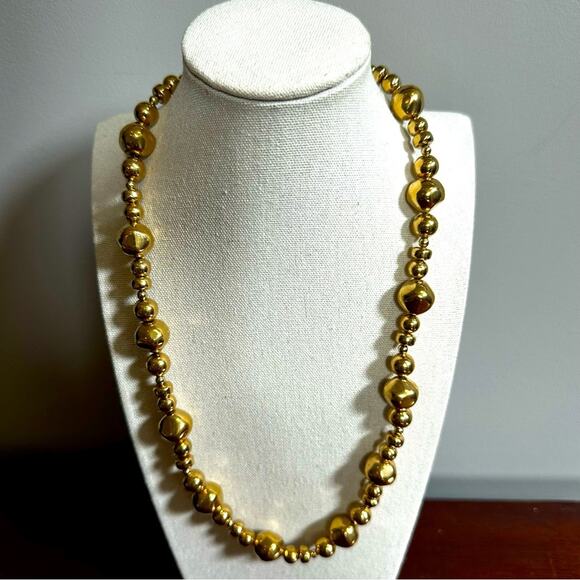 Karla Jordan Gold bead necklace Beaded Retro Vintage Preppy Single Strand - Picture 2 of 10